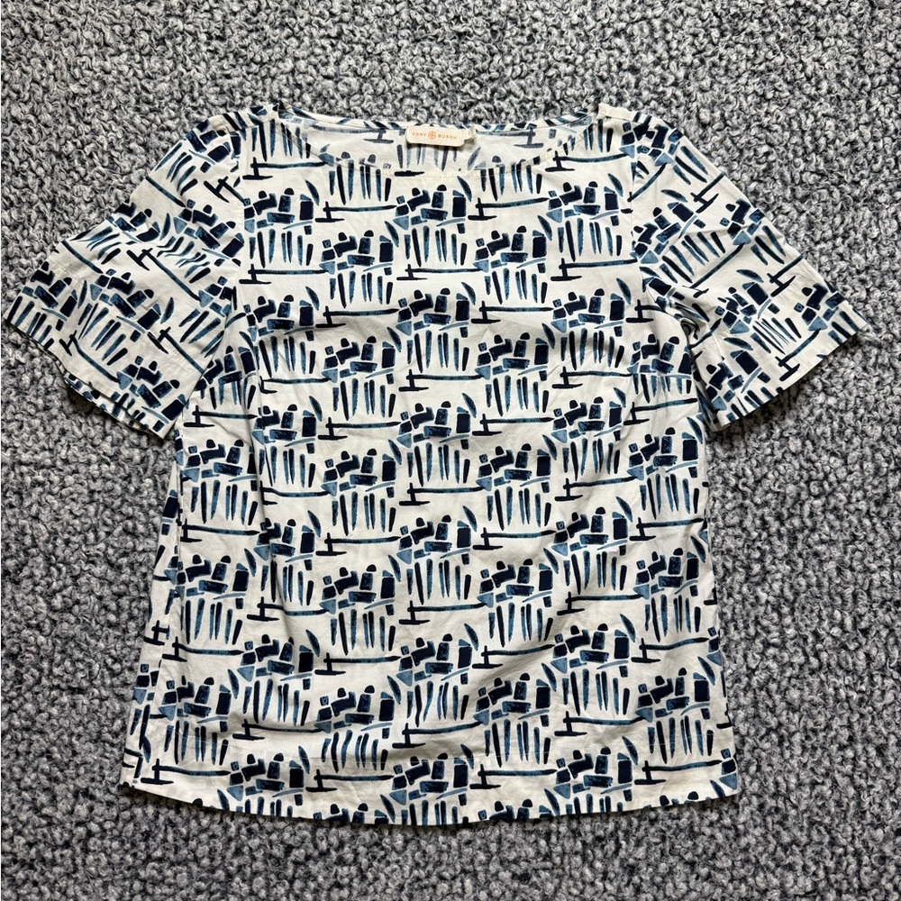Tory Burch Cotton Geometric Patterned Blouse